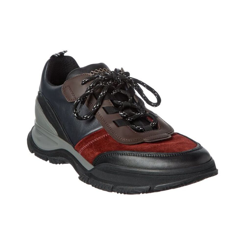Brioni Crossing Leather & Suede Low-Top Sneaker, Blue